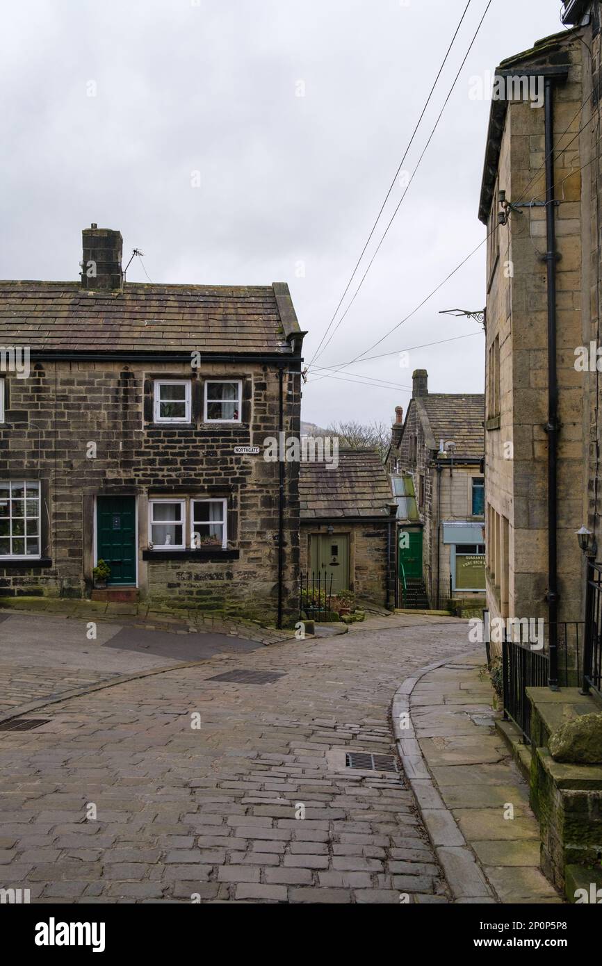 Heptonstall, West Yorkshire, Großbritannien. Ein traditionelles englisches Dorf in Yorkshire. Stockfoto