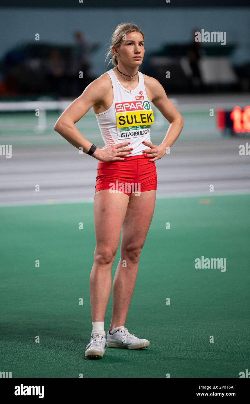 Istanbul, Türkiye. 03/03/2023, Adrianna Sullek (Polen) tritt am 2. Tag der Europameisterschaft für Leichtathletik in der Ataköy Athletics Arena in Istanbul, Türkiye, im Pentathlon-Hochsprung der Frauen an. Foto von Gary Mitchell Stockfoto