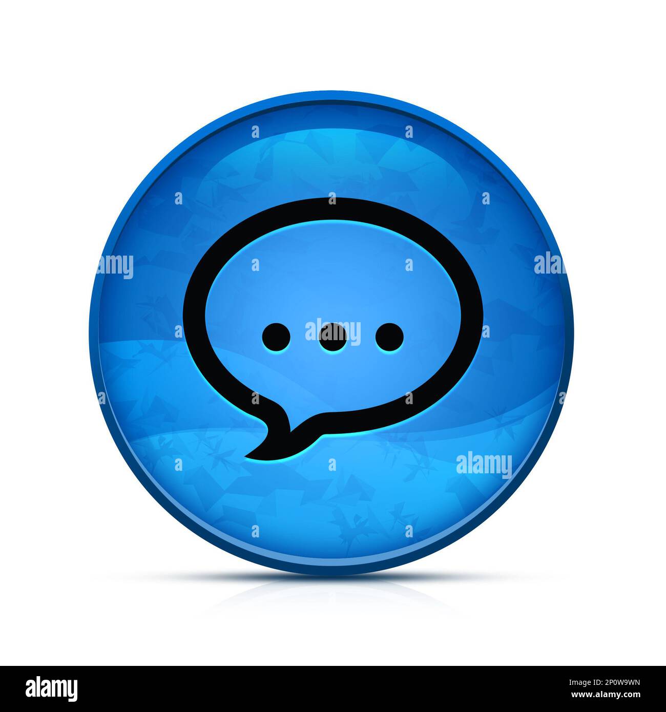 Sprechsymbol auf dem stilvollen, spritzwasserblauen runden Knopf Stockfoto