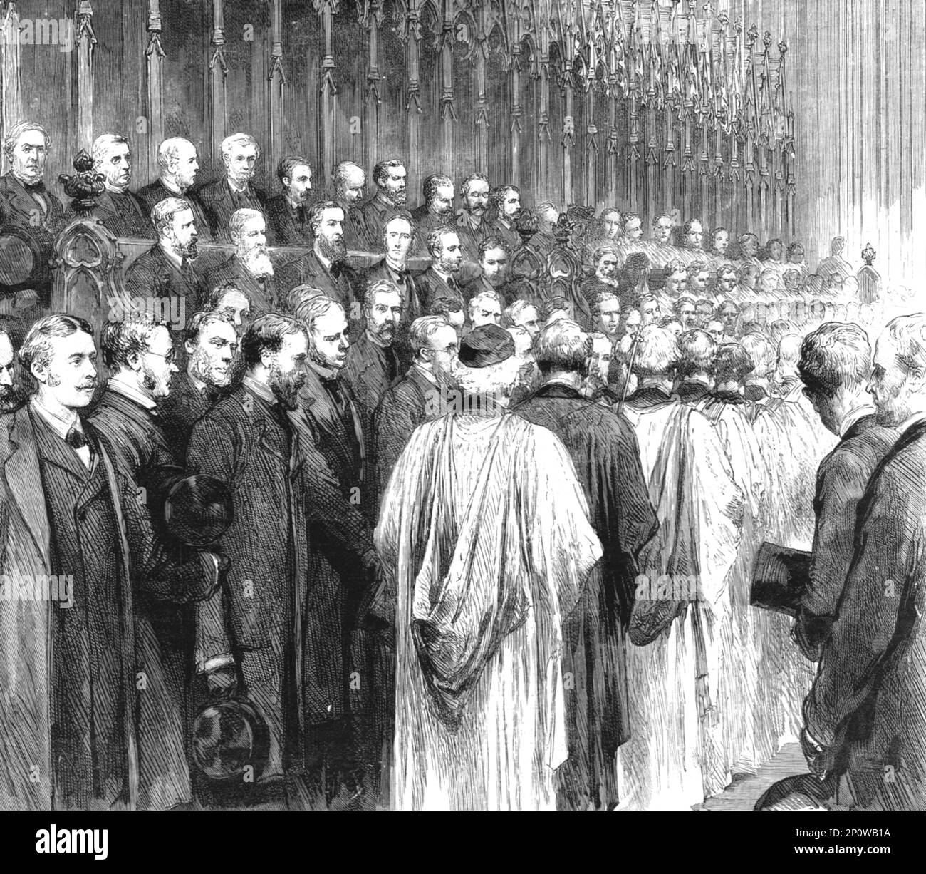 "Die Beerdigung der verstorbenen Rechten, Honig W.H. Smith, abgehalten in Westminster Abbey; Prozession des Klerus", 1891. Aus „The Graphic. An Illustrated Weekly Newspaper“, Band 44. Juli bis Dezember 1891. Stockfoto