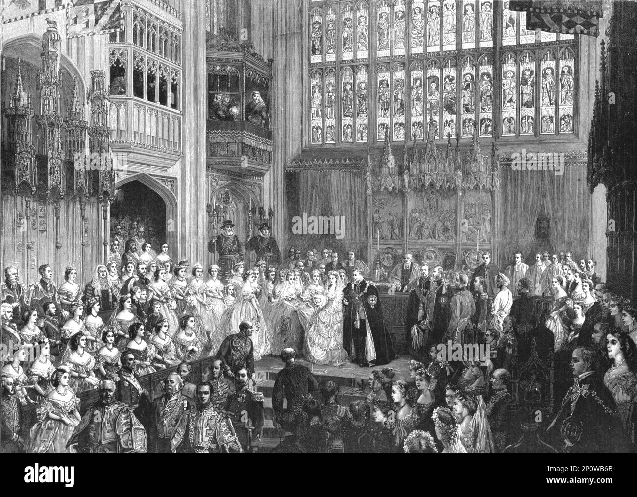 "Die Hochzeit von T.R.H. Der Prinz von Wales und die Prinzessin Alexandra von Dänemark in St. Georges Chapel, Windsor Castle, 10. März 1863; nach George H. Thomas' 1891. Aus „The Graphic. An Illustrated Weekly Newspaper“, Band 44. Juli bis Dezember 1891. Stockfoto
