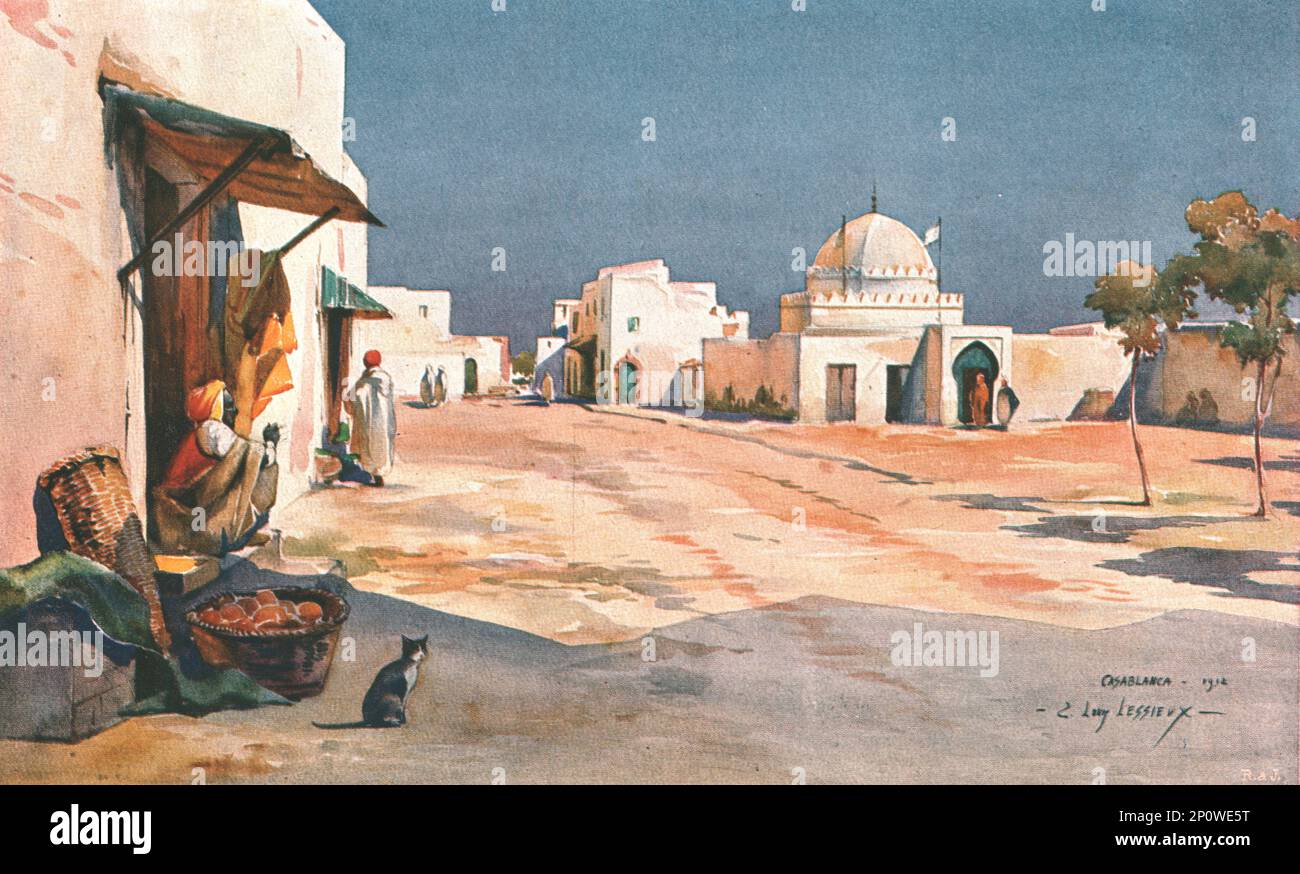 Casablanca. Place de la Mosquee; Afrique du nord', 1912. Von „Grande Geographie Bong Illustree“, 1914. Stockfoto
