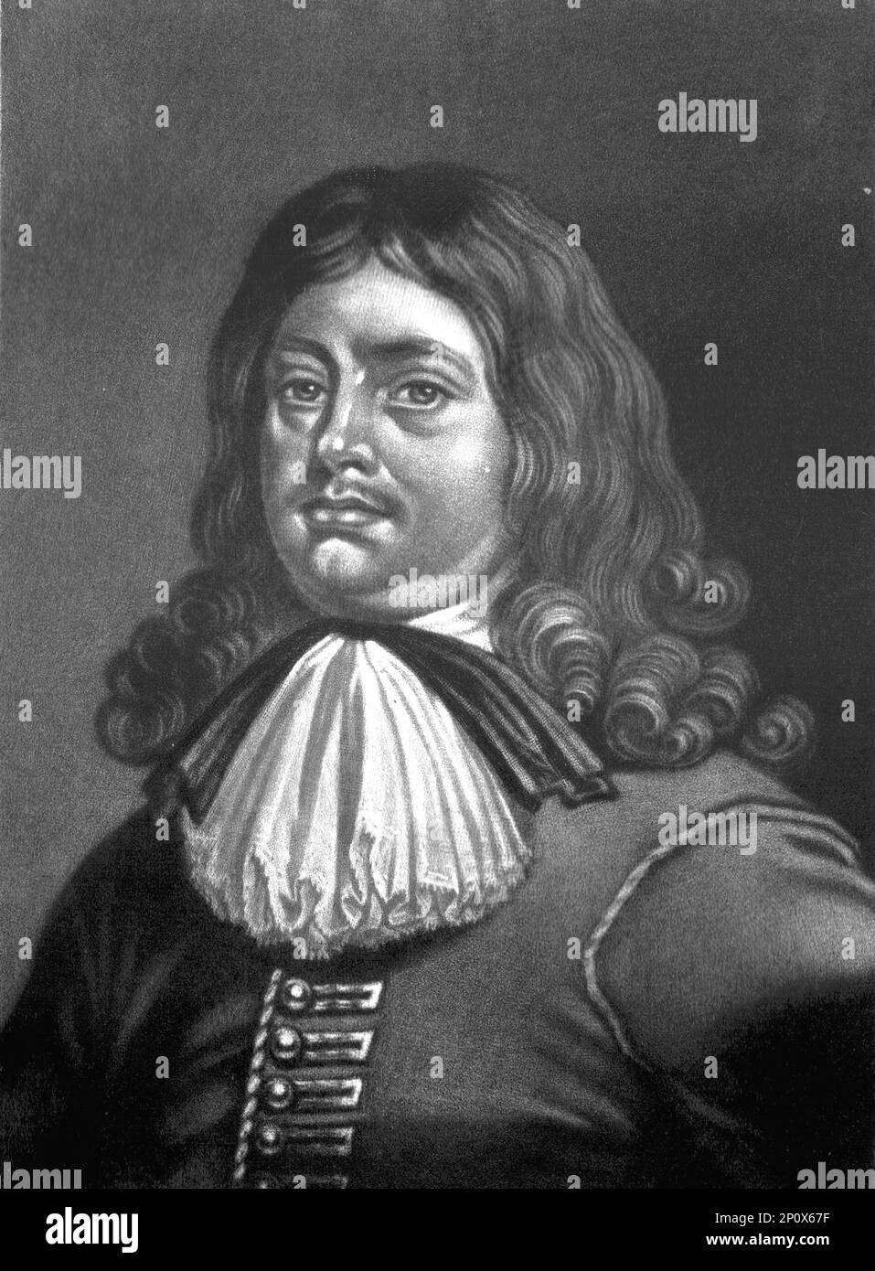 "Admiral William Pen (Penn); einer von Cromwells Admirals", 1811. Von „Porträts von Figuren, die in der britischen Geschichte berühmt sind, vom Beginn der Herrschaft von Heinrich dem Achten bis zum Ende der Herrschaft von James dem Zweiten“ [Samuel Woodburn, London, 1815]. Stockfoto