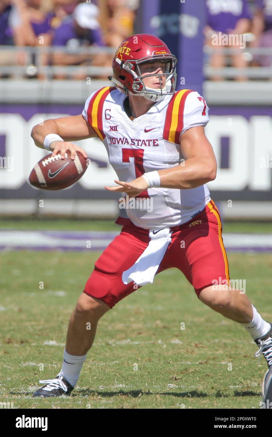 17 September 2016: Iowa State Cyclones quarterback Joel Lanning (7) during the game between TCU and Iowa State at Amon G. Carter Stadium in Fort Worth, TX (Photo by George Walker/Icon Sportswire) (Icon Sportswire via AP Images) Stockfoto