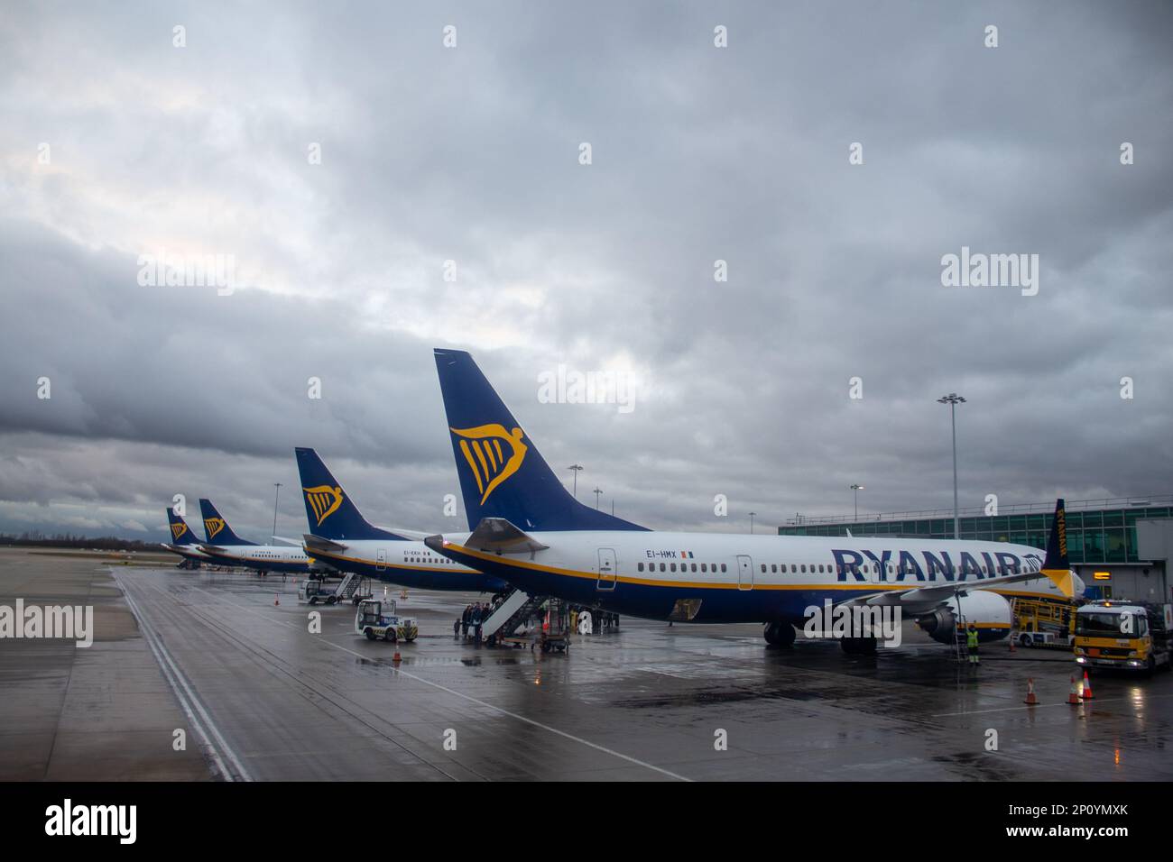 Ryan Air am Flughafen Stansted. Kredit: Sinai Noor / Alamy Stock Photo Stockfoto