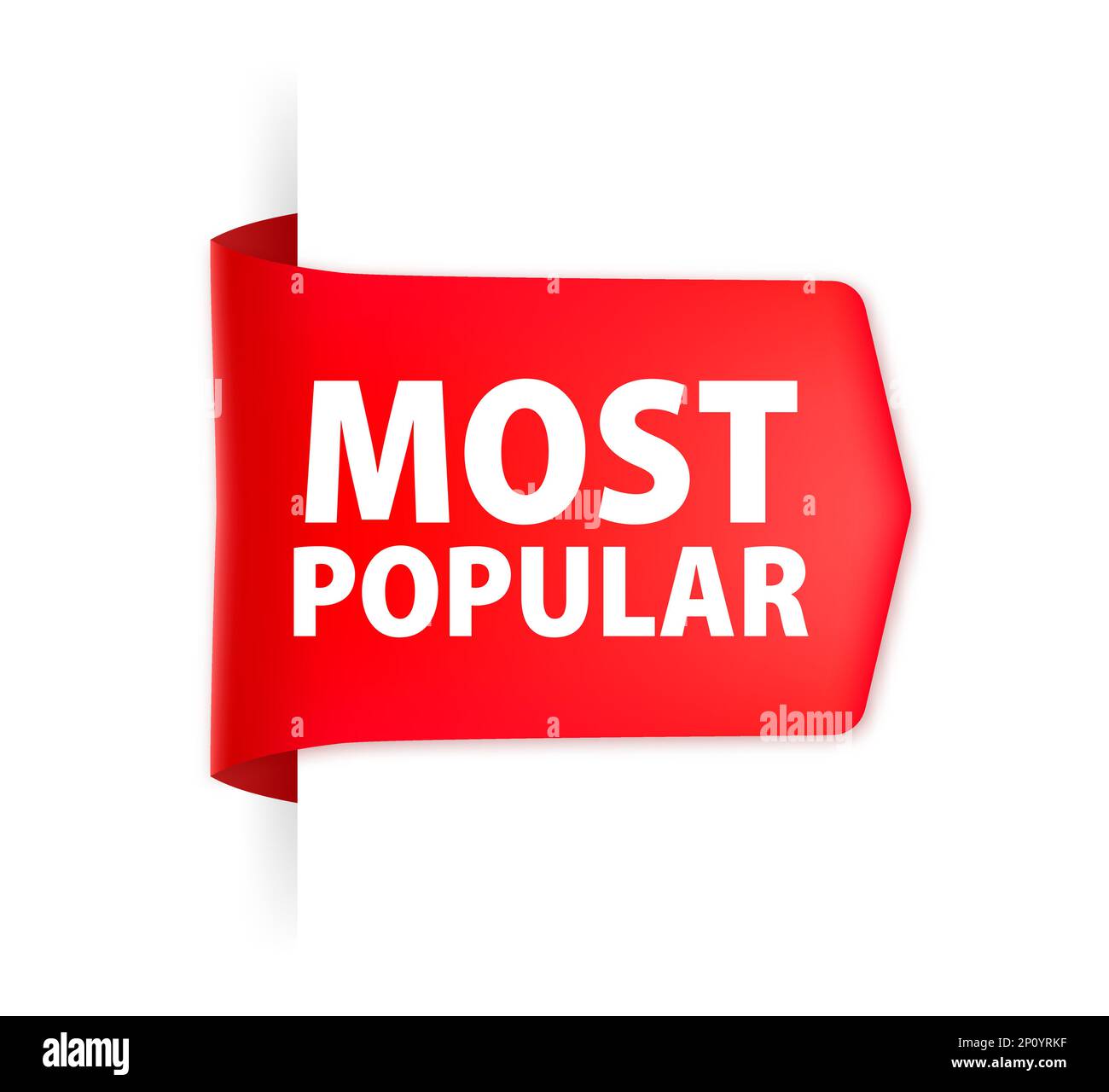 Beliebtestes rotes Etikett mit Band. Vektordarstellung Stock Vektor