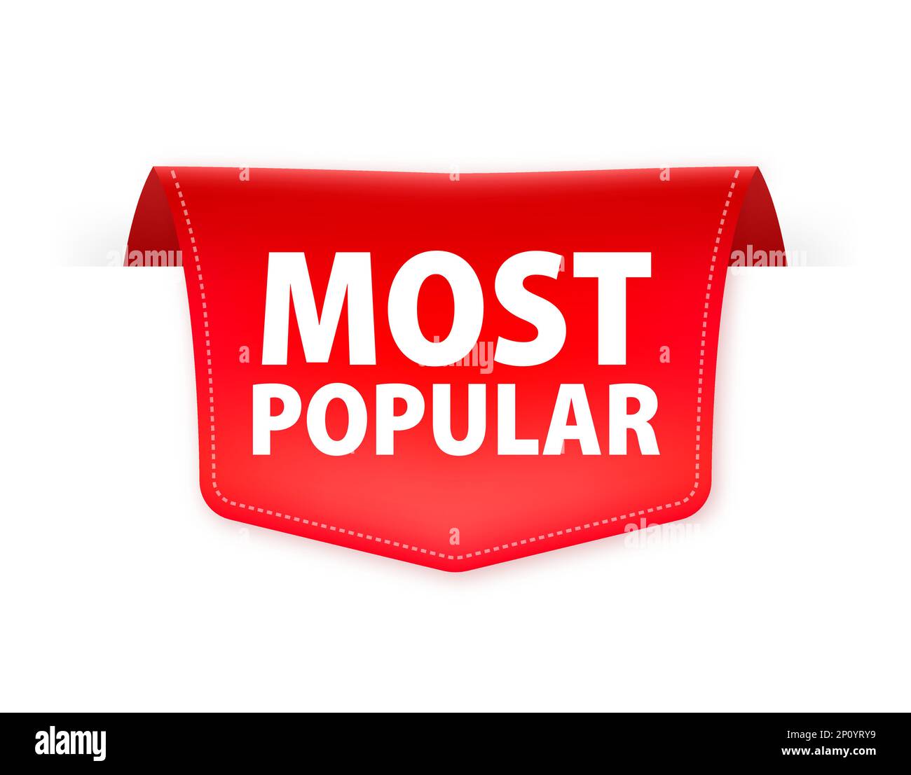 Beliebtestes rotes Etikett mit Band. Vektordarstellung Stock Vektor