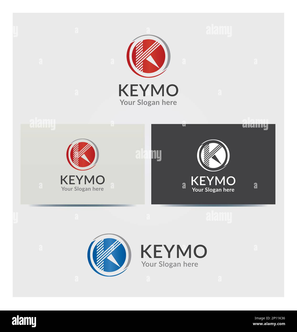 K Letter in Circle, Icon, Letter Logo for Corporate Business, Card Mock Up in mehreren Farben Stock Vektor