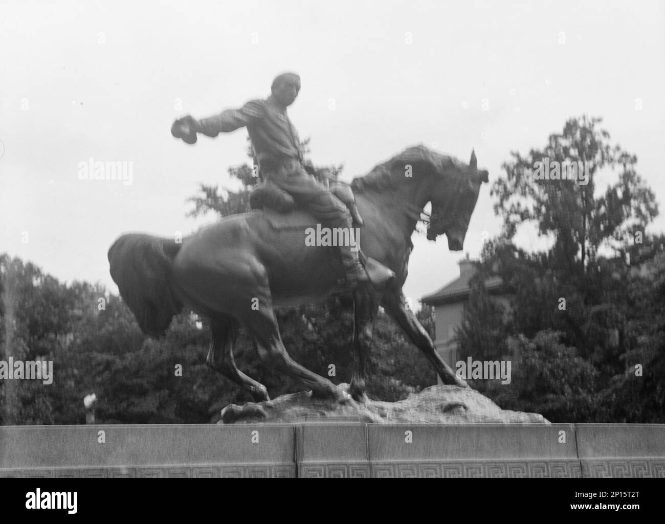 Reiterstatuen in Washington, D.C., zwischen 1911 und 1942. Skulptur von General Philip H. Sheridan von Gutzon Borglum, bekannt für sein Design des Mount Rushmore. Stockfoto