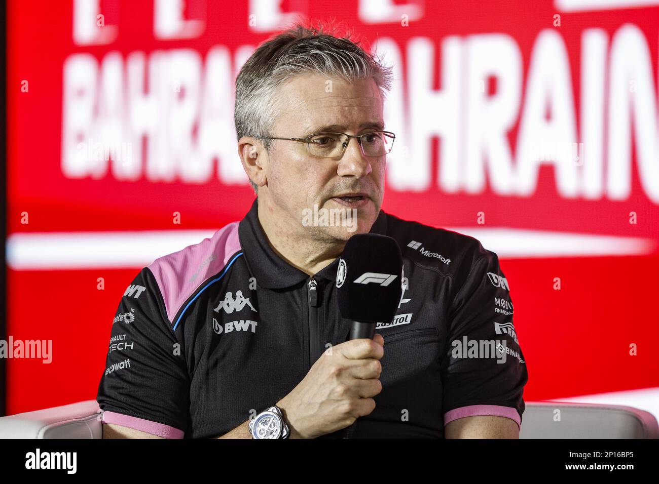 FRY Pat, Chassis Technical Director des Alpine F1 Teams, Portrait während des Formel 1 Gulf Air Bahrain Grand Prix 2023, 1. Runde der FIA Formel 1-Weltmeisterschaft 2023 vom 2. Bis 5. März 2023 auf der Bahrain International Circuit, in Sakhir, Bahrain - Foto: Xavi Bonilla / DPPI/LiveMedia Stockfoto