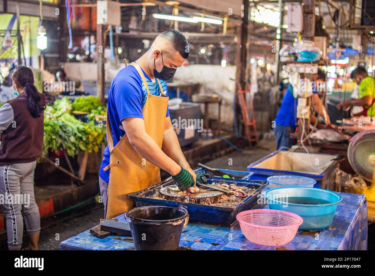 Momente eines Street Food Markts in Thailand Südostasien Stockfoto
