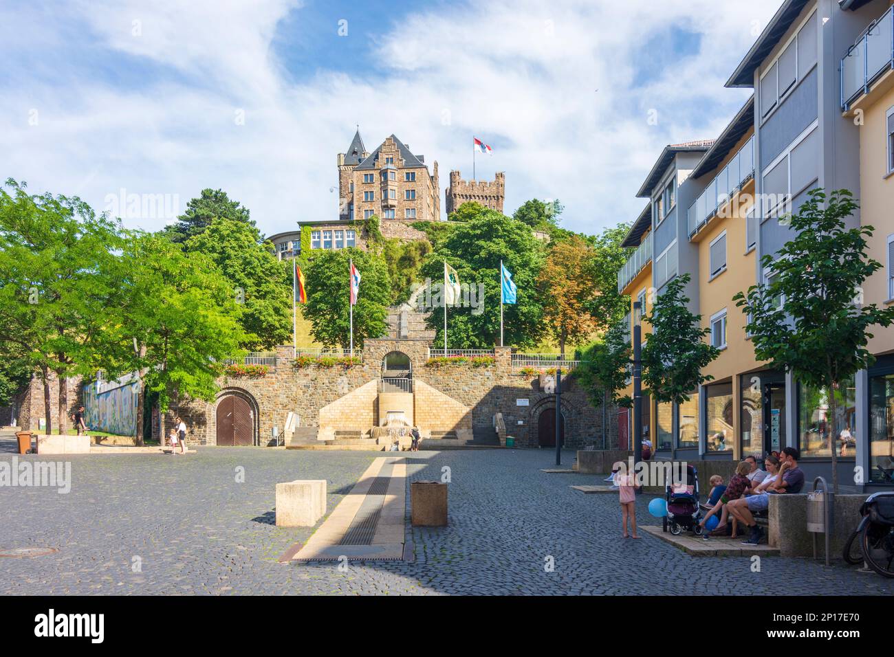 Bingen am Rhein: Burg Klopp, heute Rathaus in Rheintal, Rheinland-Pfalz, Rheinland-Pfalz, Deutschland Stockfoto