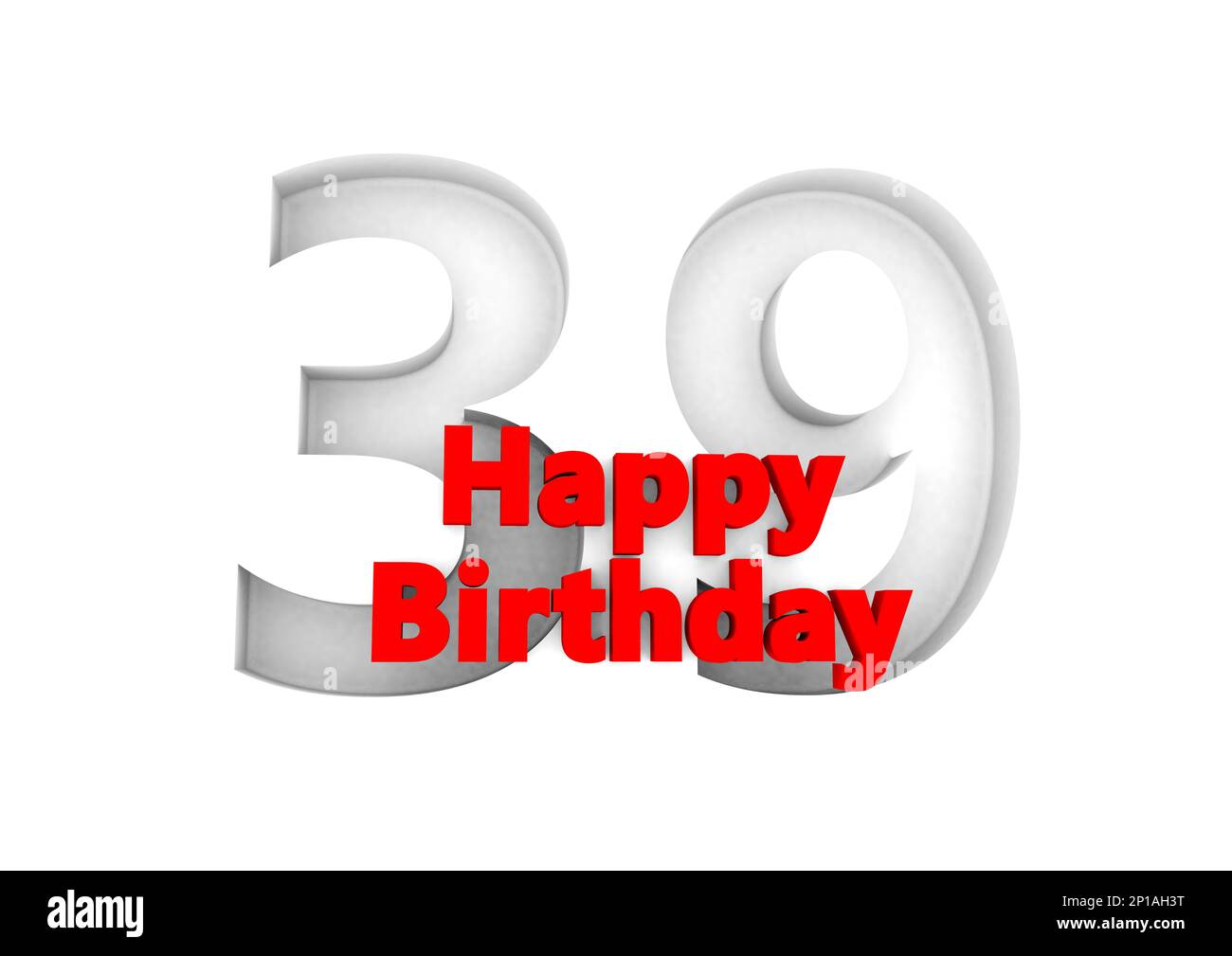 Roter Schriftzug Happy Birthday with a big Relief number behind. (Alles gute zum Geburtstag mit einer großen Relief-Nummer dahinter Stockfoto