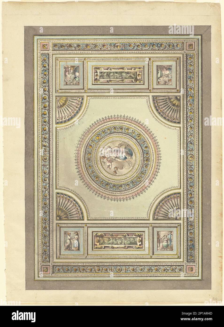 Eine kunstvoll verzierte Decke mit einer Frühlingsglanz, 1790/1815. Stockfoto