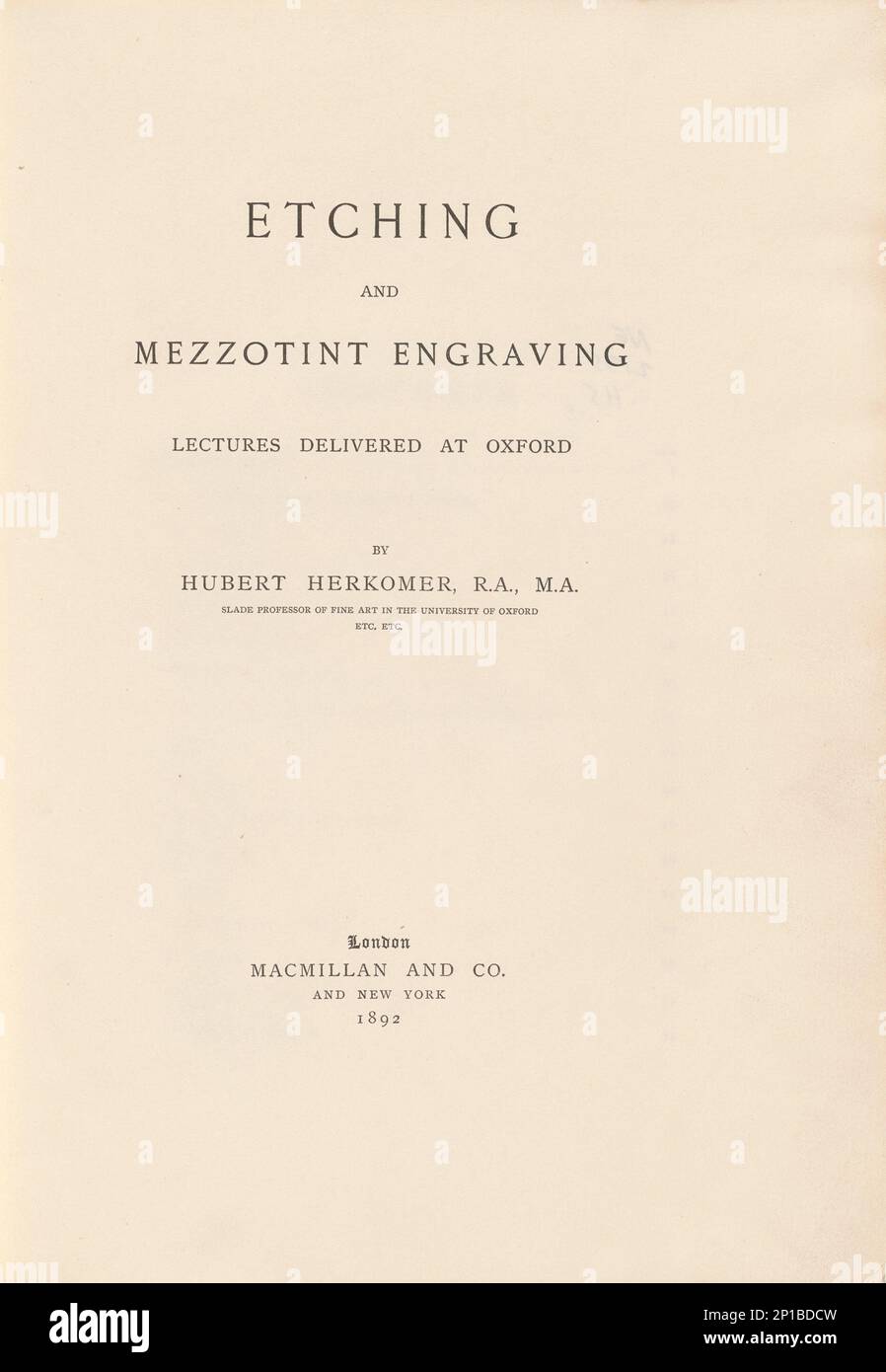 Graviervorlesungen über Ätzen und Mezzotint in Oxford, 1892. Stockfoto