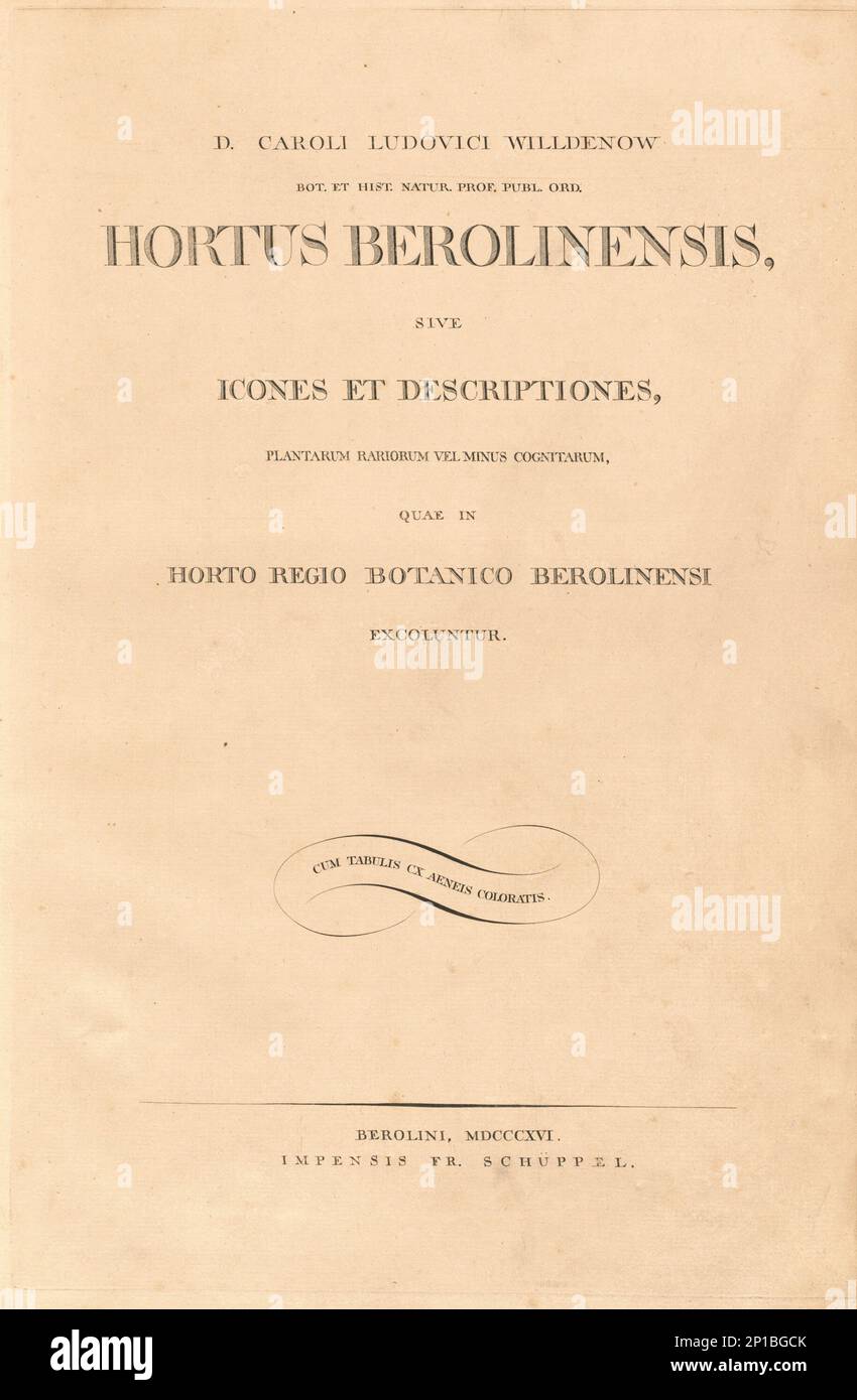 Hortus Berolinensis, 1816. Stockfoto