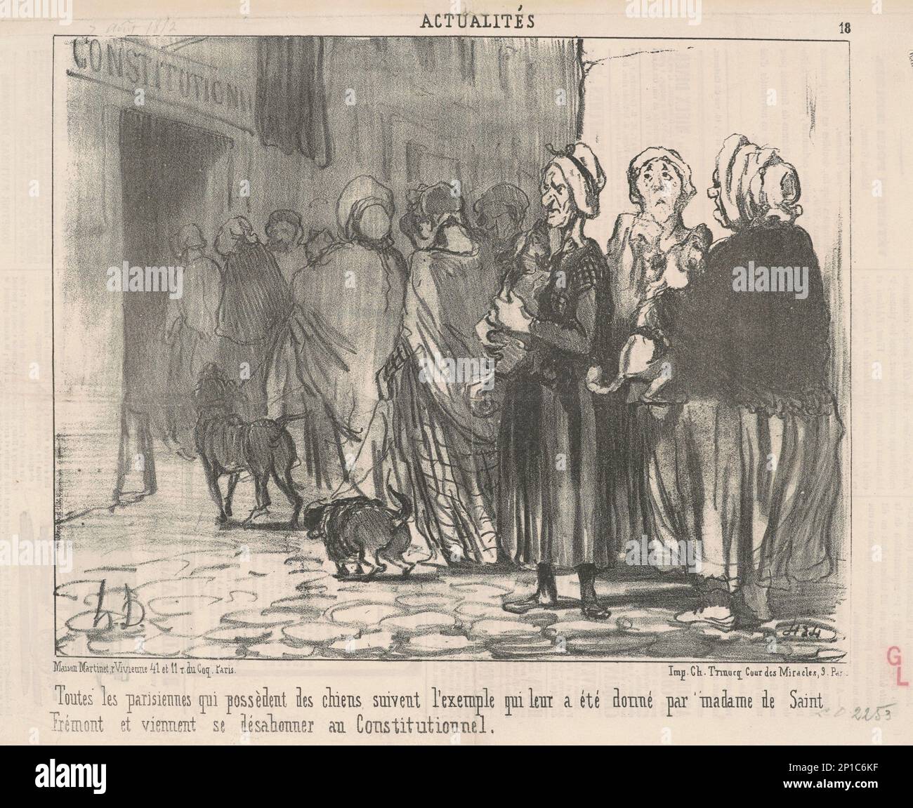 Toutes le Parisiennes qui poss&#XE8;Dent des chiens ..., 19. Jahrhundert. Alle Pariser, die Hunde besitzen Stockfoto