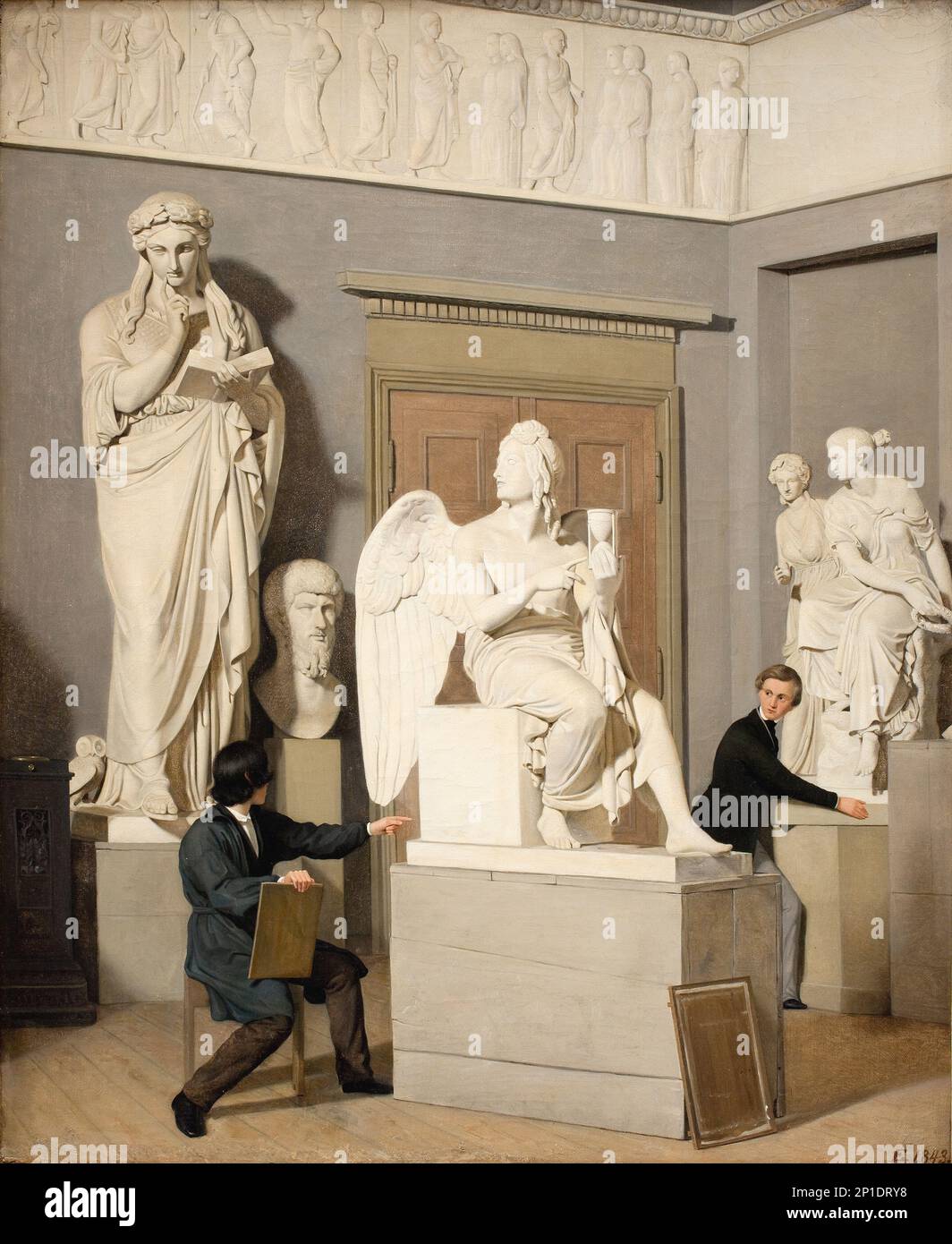 Die Gipskollektion in der Royal Academy of Fine Arts, 1843. Stockfoto