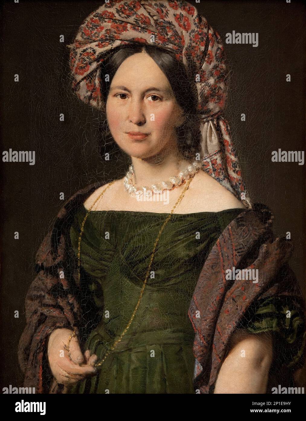 Cathrine Jensen, n&#xe9;e Lorenzen, die Frau des Künstlers trägt einen Turban, 1842-1844. Stockfoto