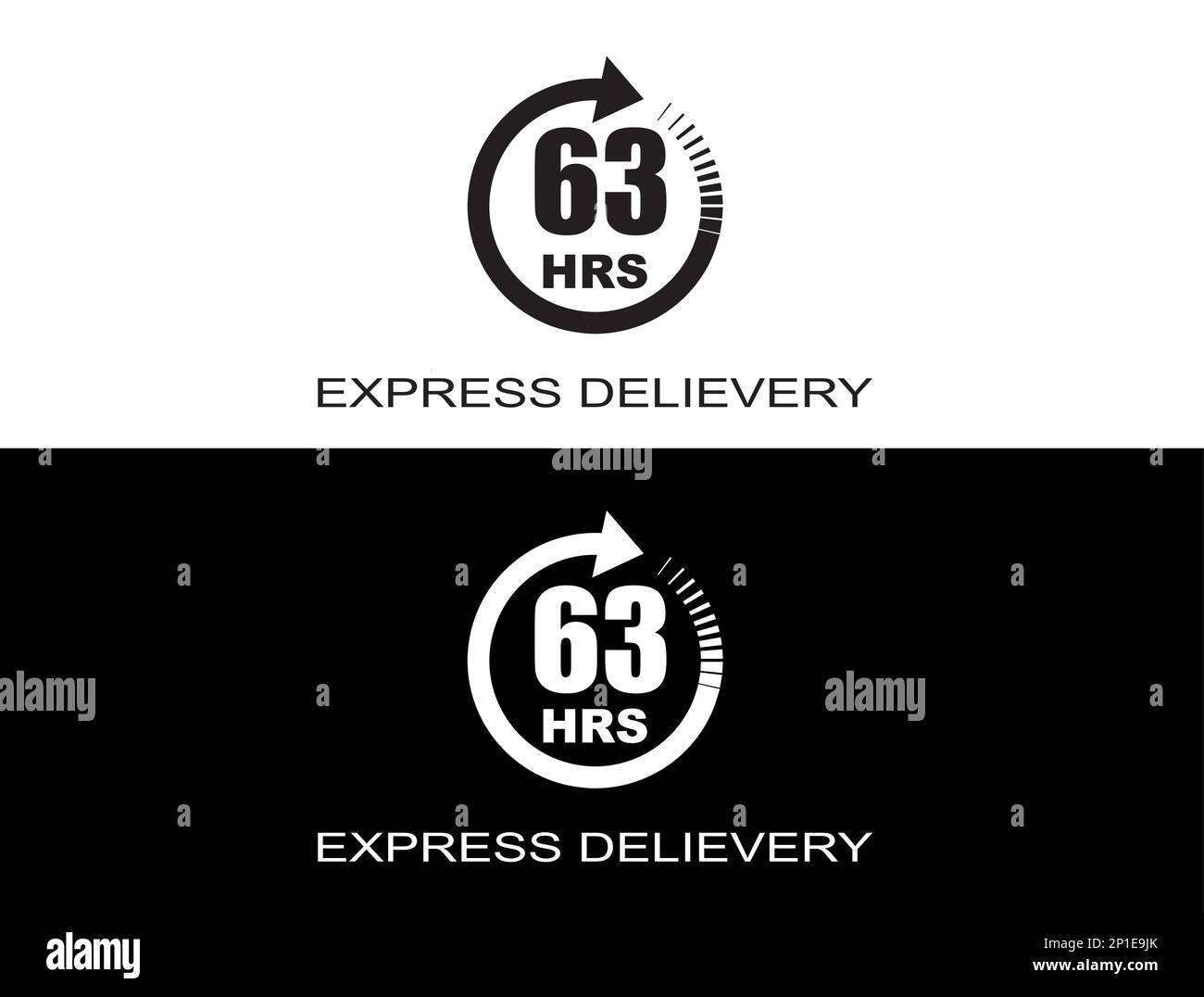Expresslieferung in 63 Stunden. Schnelle Lieferung, Expressversand und dringender Versand Stock Vektor