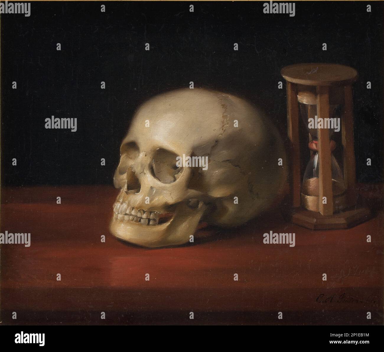 Schädel und Sanduhr, 1714-1814. Stockfoto