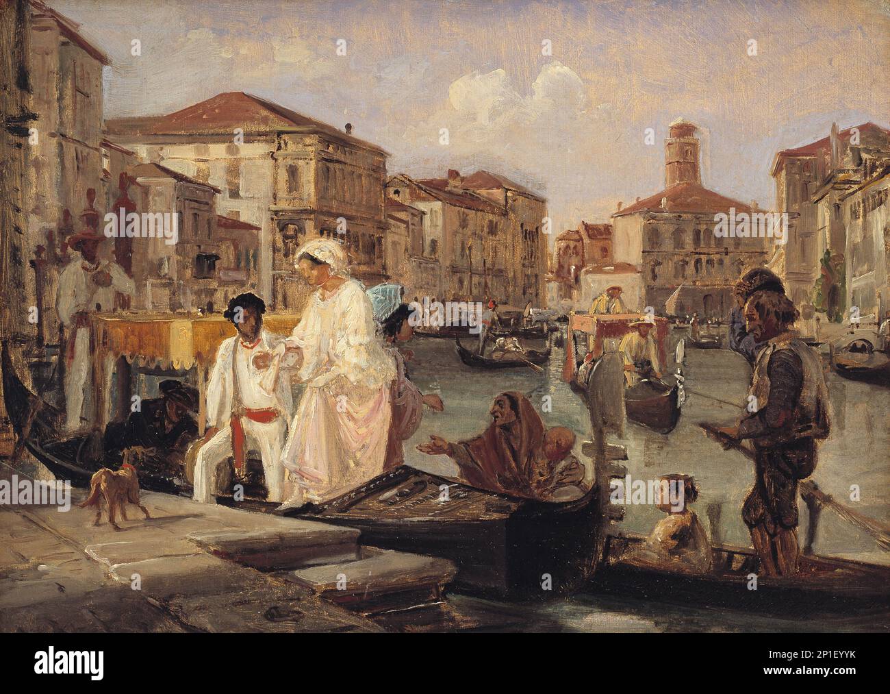 Ausstieg von einer Gondel in Venedig, 1852-1855. Stockfoto