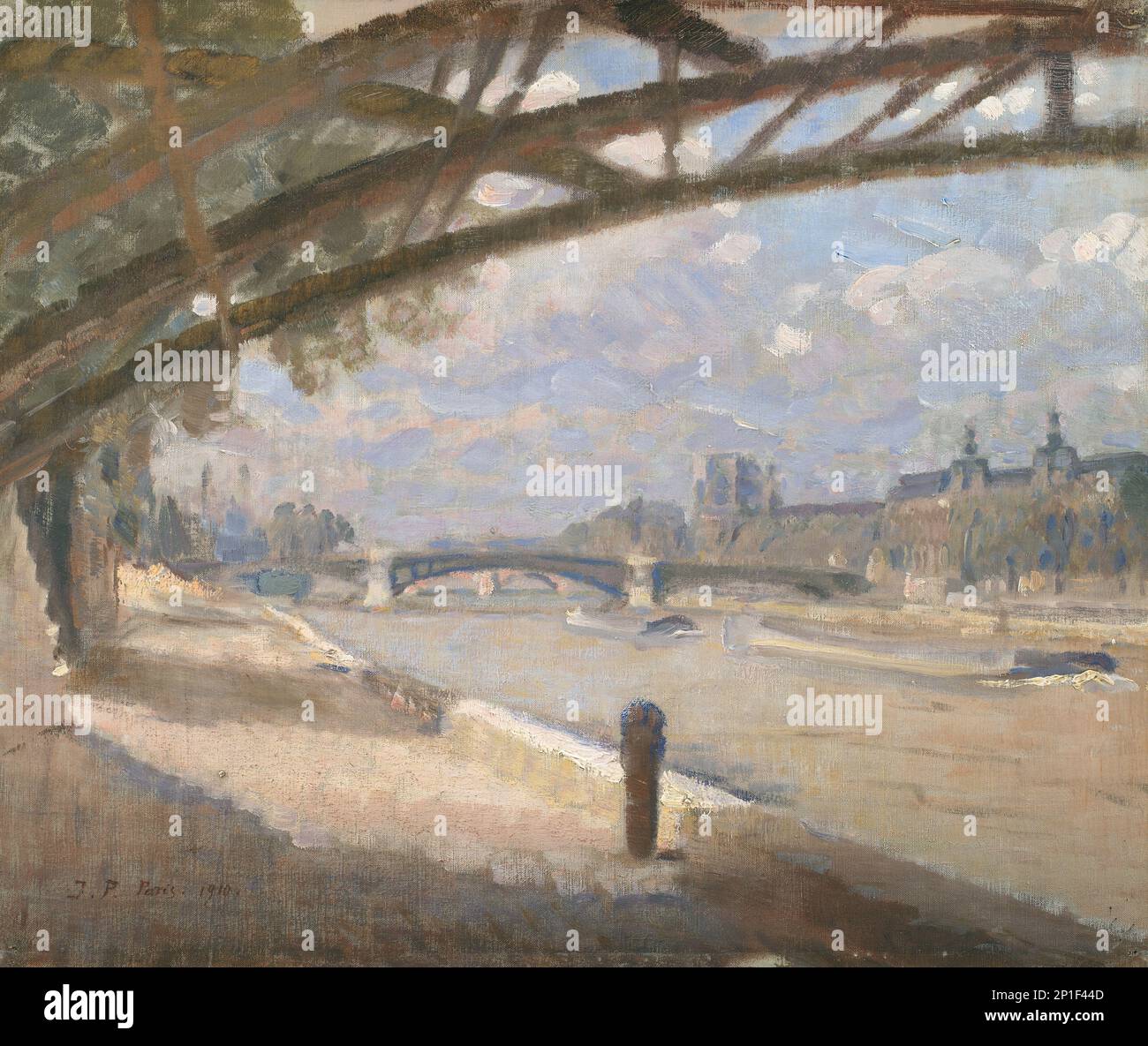 Unter der Pont des Arts, Paris. Mittag, 1910 Uhr. Stockfoto
