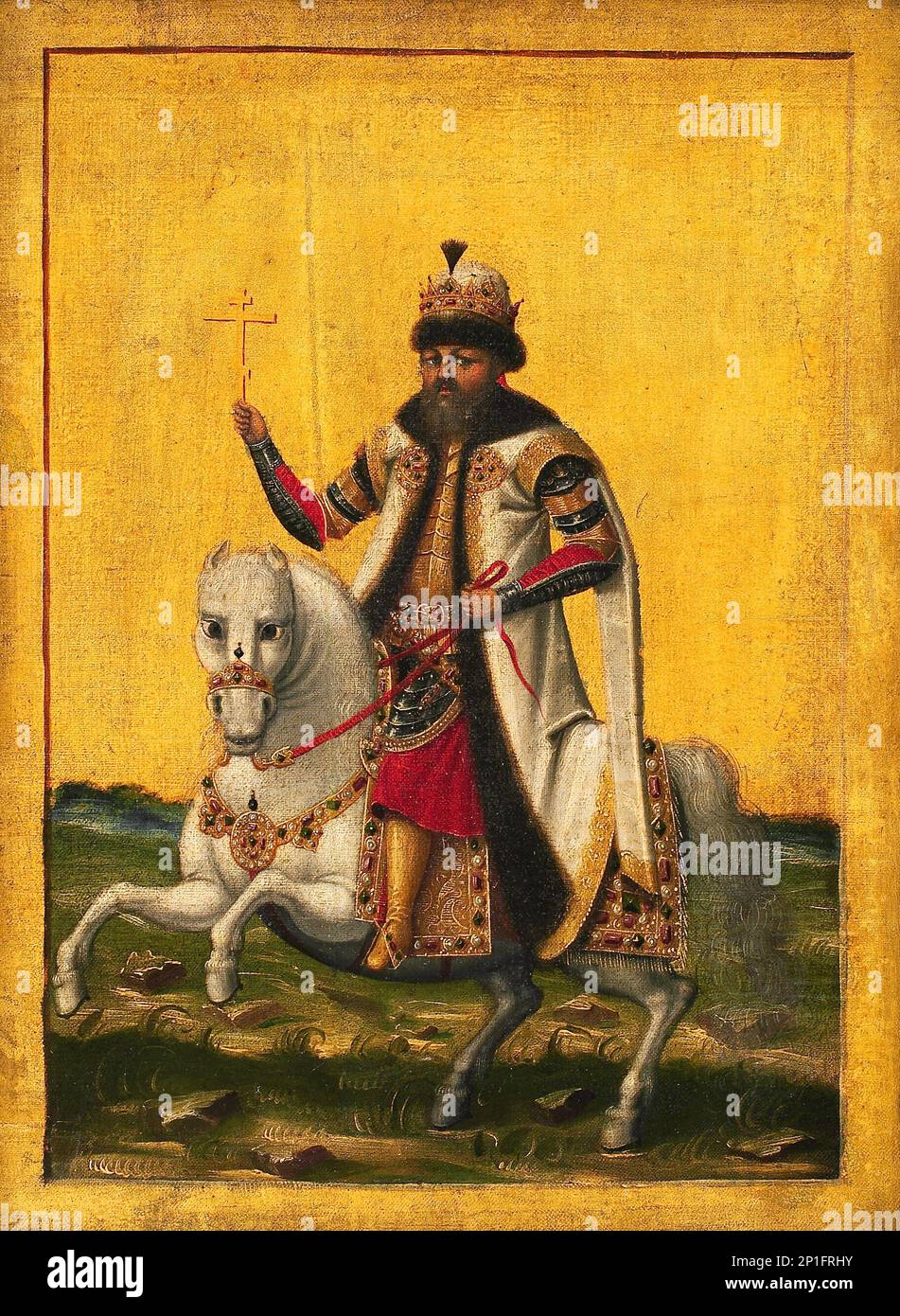 Michail Fjodorowitsch (1613-45), russischer Zar; Reitfigur 1650-1700. Stockfoto