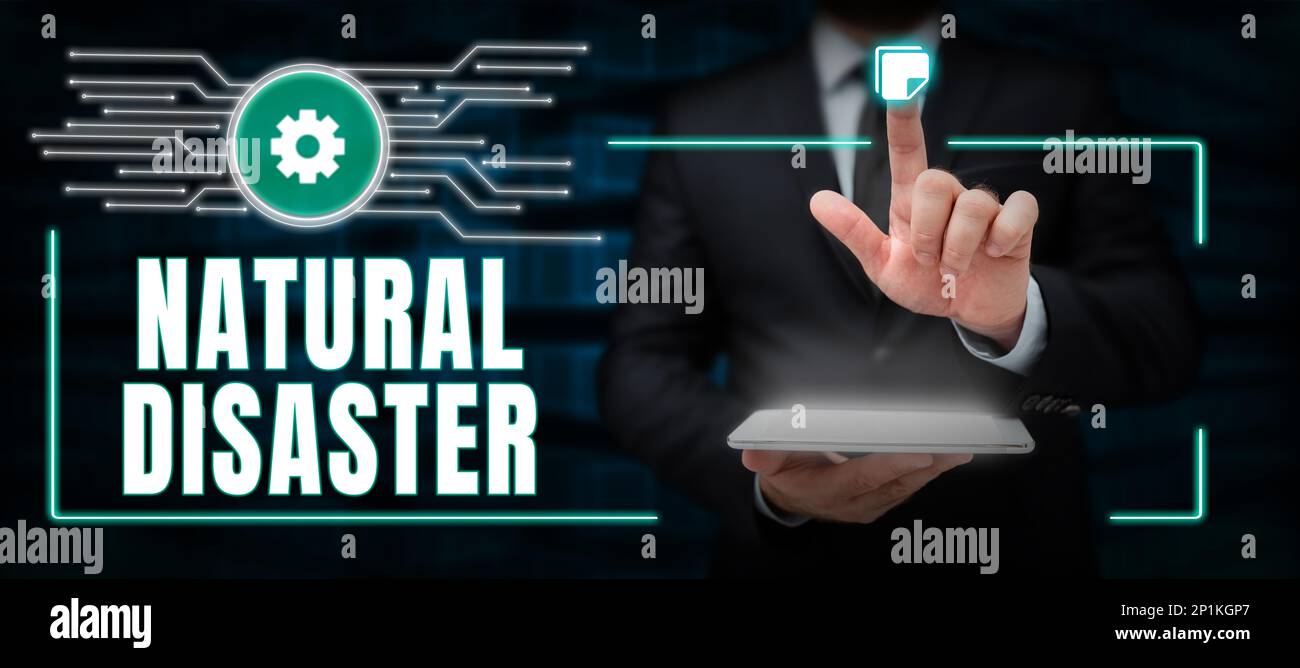Textüberschrift Presentoring Natural Disaster. Konzeptionelles Foto im Lauf der Natur und aus natürlichen Ursachen Stockfoto