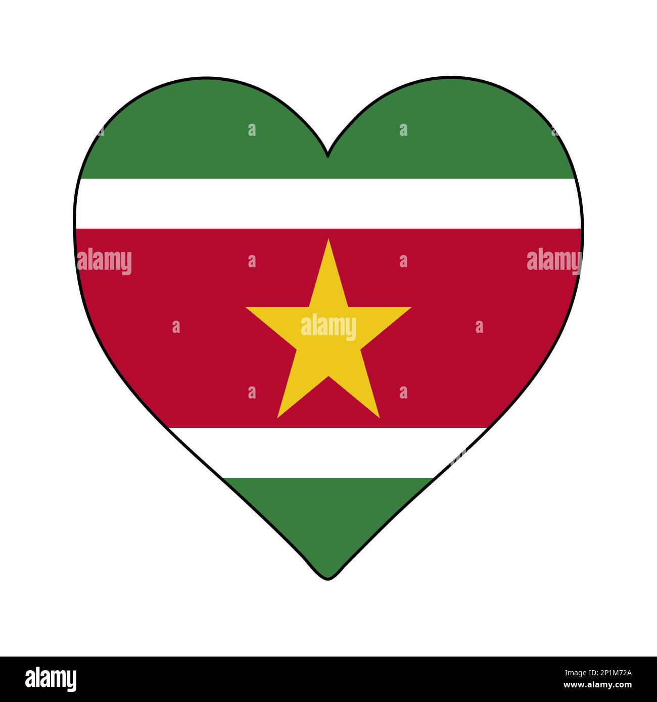 Suriname Herzform-Flagge. Ich Liebe Suriname. Besuchen Sie Suriname. Südamerika. Lateinamerika. Grafische Konstruktion Von Vektordarstellungen. Stock Vektor