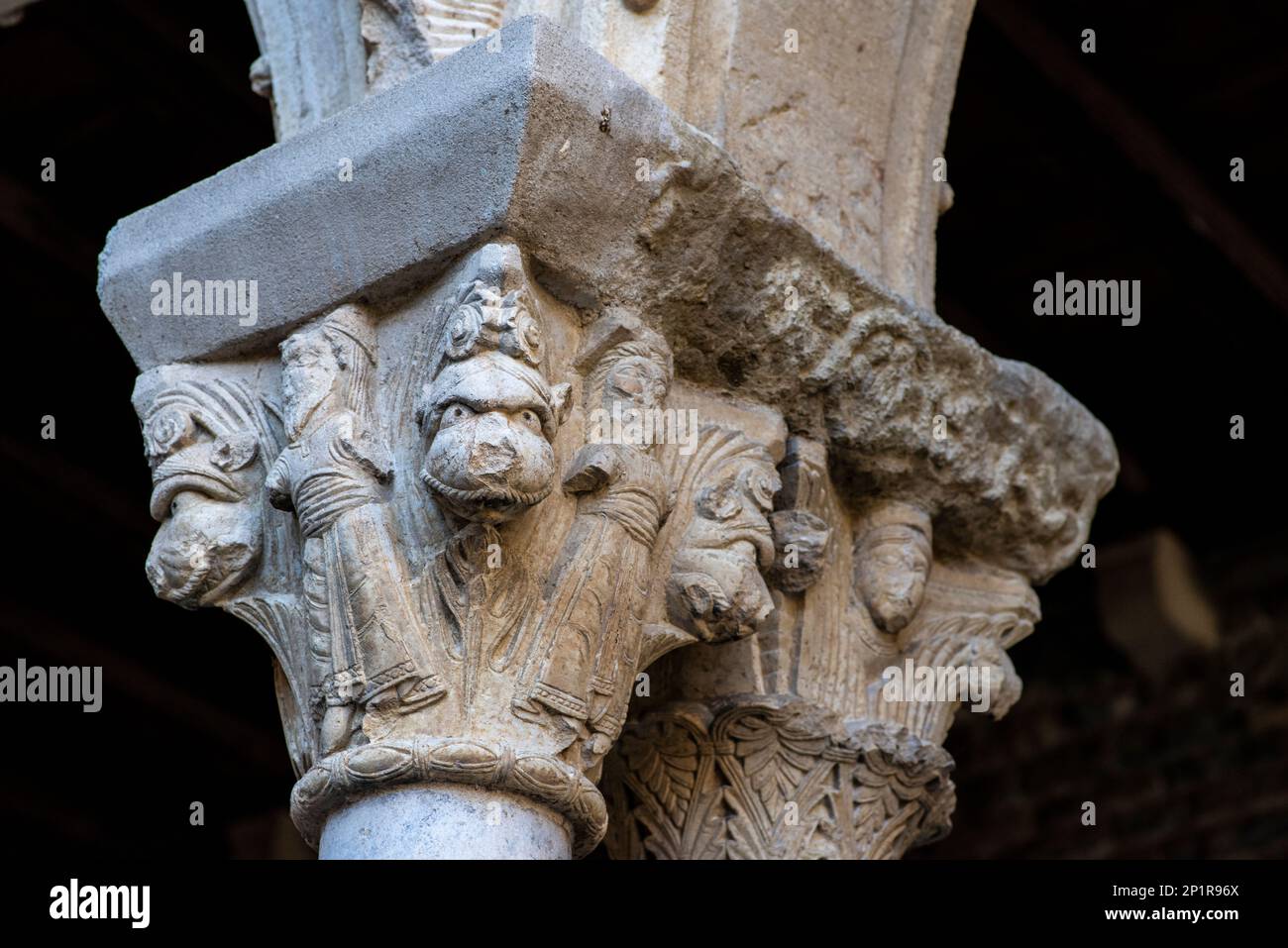 Kloster Santa Maria de Ripoll, romanische Kunst, Ripoll, Katalonien, Spanien, Europa. Stockfoto