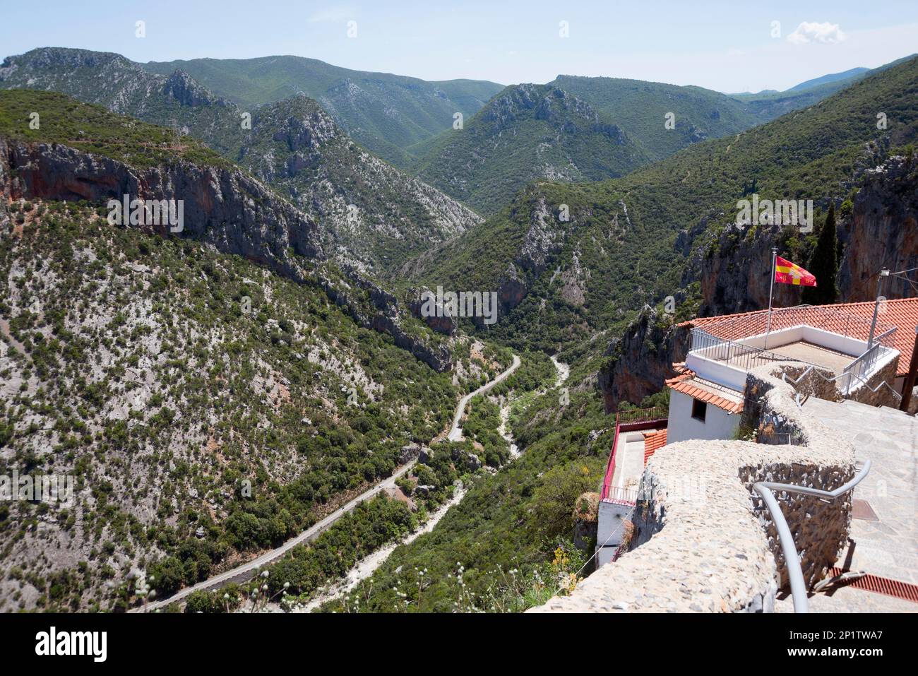 Blick vom Kloster, Elona, Parnon, Moni Elonis, Arcadia, Peloponnes, Griechenland Stockfoto