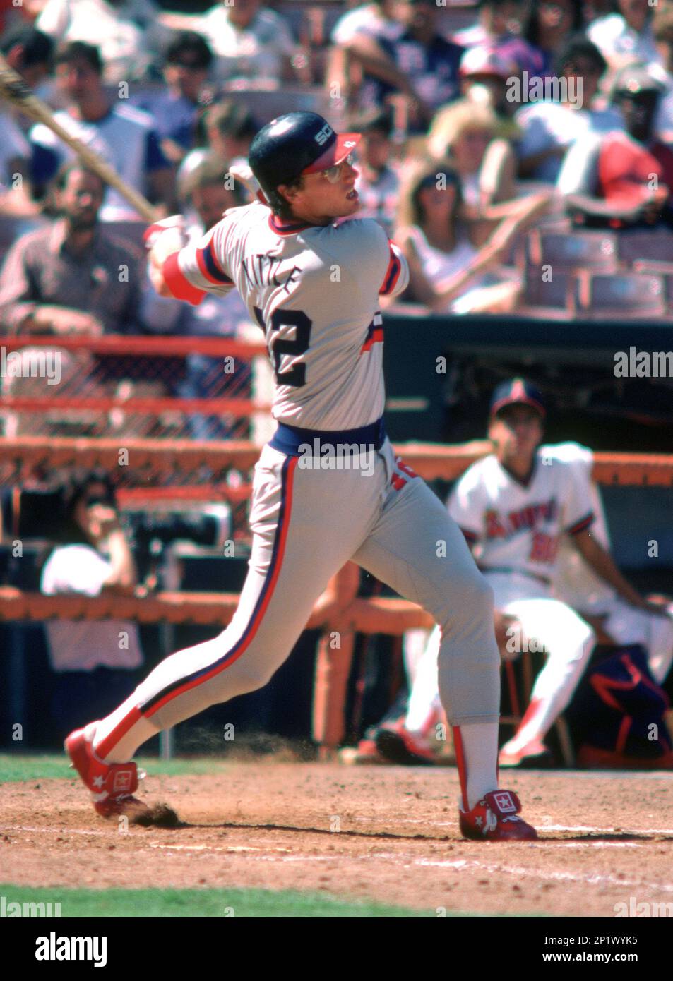 Chicago White Sox Ron Kittle (42) during a game from his 1983 season against the Anaheim Angels at Anaheim Stadium in Anaheim, California. Ron Kittle played for 10 season with 4 different teams was a 1-time All-Star and was the 1983 American League Rookie of the Year(David Durochik via AP) Stockfoto