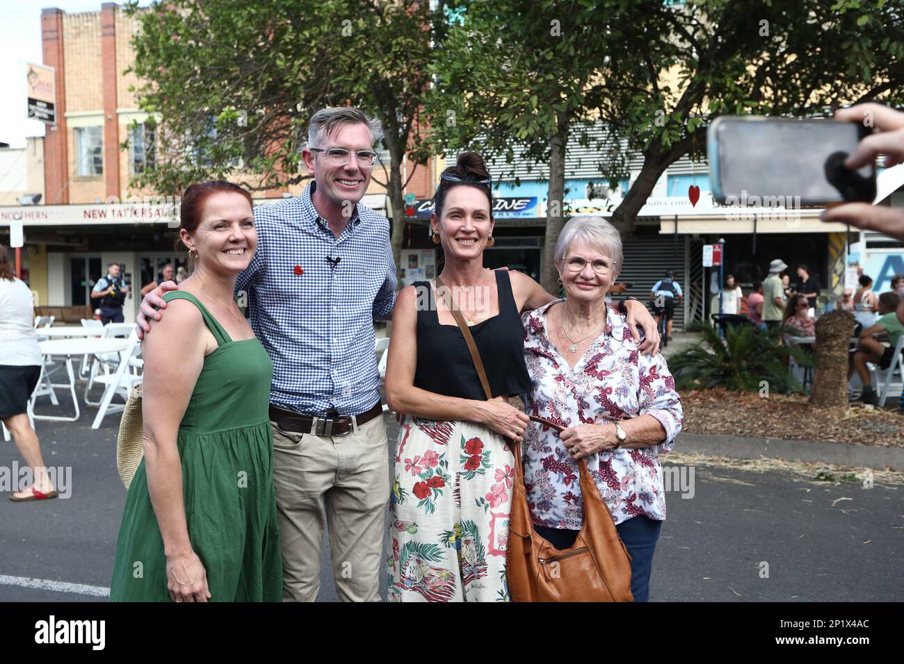 NSW Premier Dominic Perrottet nimmt am Samstag, den 4. März 2023, an der Veranstaltung „Music from the Heart“ in Lismore, NSW, Teil. (AAP Image/Jason O'Brien) KEINE ARCHIVIERUNG ** AUSSCHLIESSLICH REDAKTIONELLE VERWENDUNG ** Stockfoto