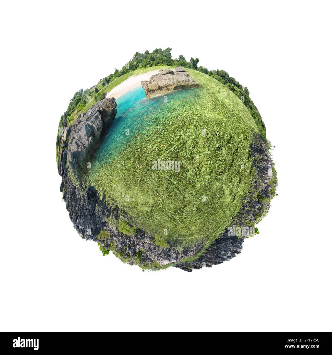 Wunderschöner Blick auf den See auf weißem Hintergrund Stockfoto