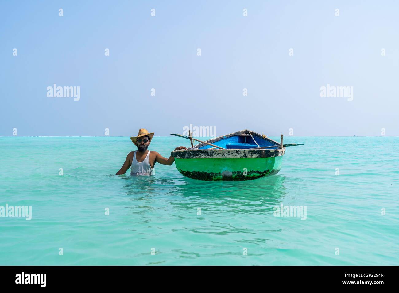 Lakshadweep ist ein Gewerkschaftsgebiet Indiens. Es handelt sich um eine  Inselgruppe von 36 Inseln im Arabischen Meer, das Gebiet der Union wurde  1956, am 02. Januar, gegründet Stockfotografie - Alamy