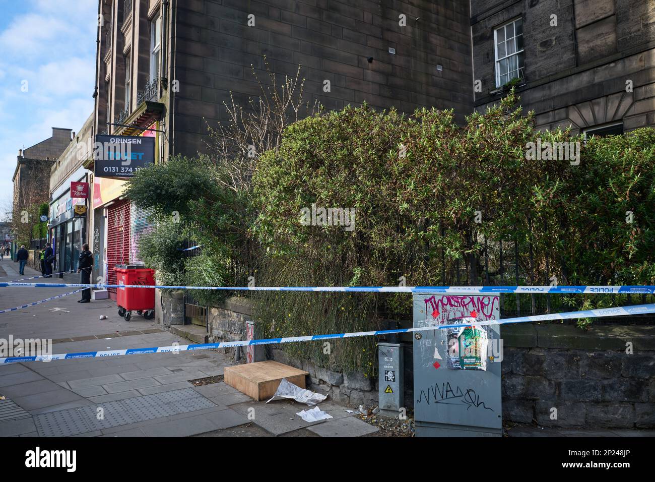 Edinburgh Scotland, Vereinigtes Königreich, 04. März 2023. Polizeivorfall Leith Walk. Live-Nachrichten von sst/alamy Stockfoto