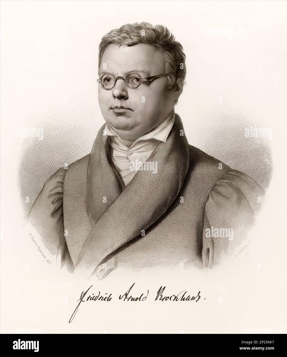 Friedrich Arnold Brockhaus, 1772-1823, deutscher Enzyklopädie-Verleger und -Herausgeber, digital verändert Stockfoto