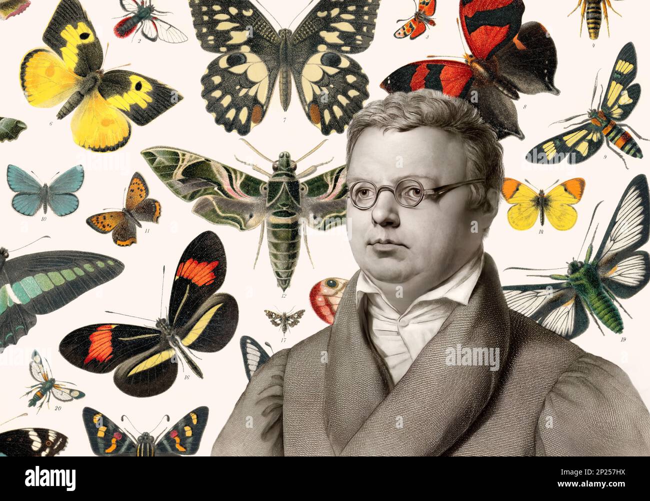 Friedrich Arnold Brockhaus, 1772-1823, deutscher Enzyklopädie-Verleger und -Herausgeber, digital verändert Stockfoto