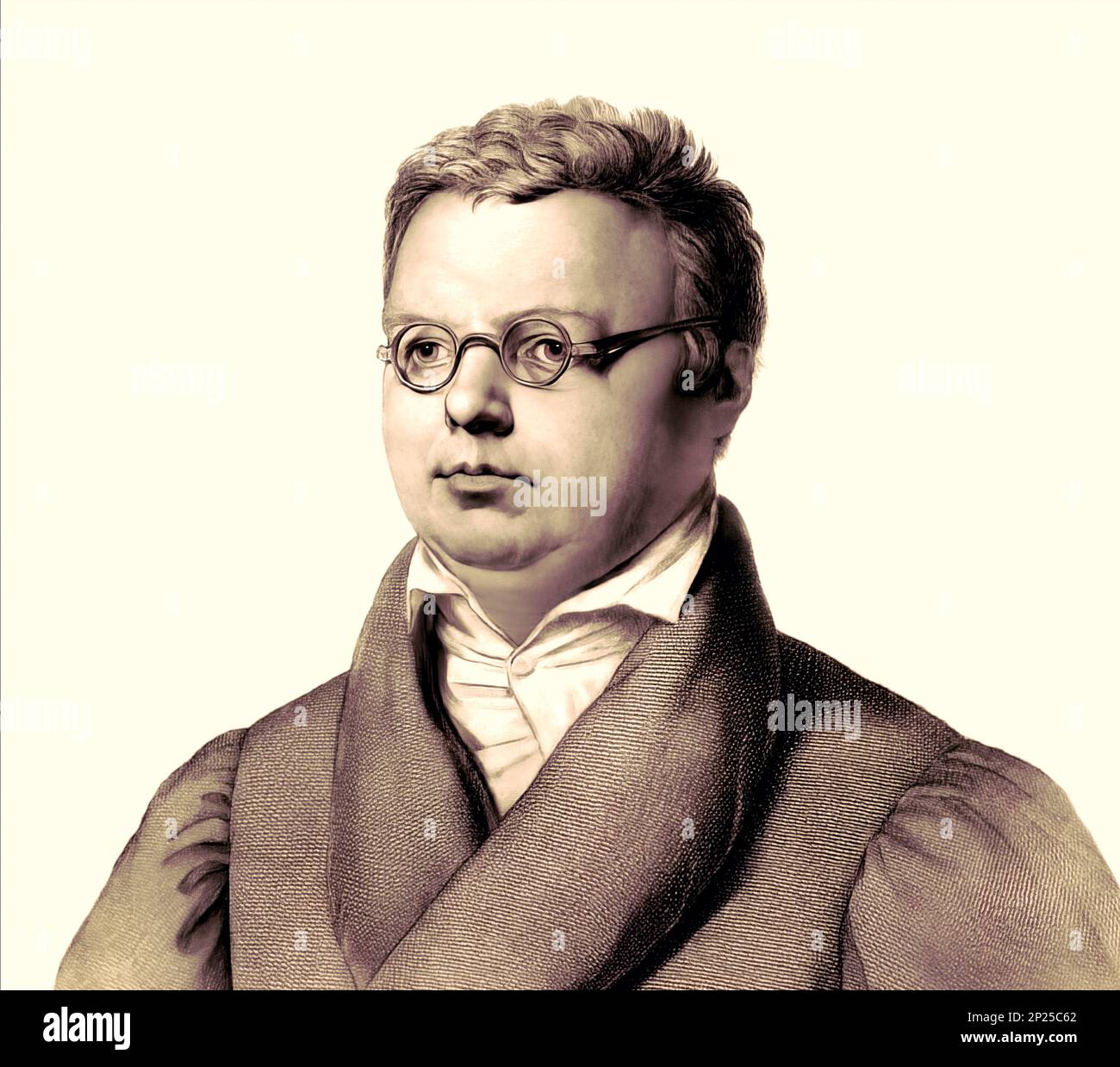 Friedrich Arnold Brockhaus, 1772-1823, deutscher Enzyklopädie-Verleger und -Herausgeber, digital verändert Stockfoto