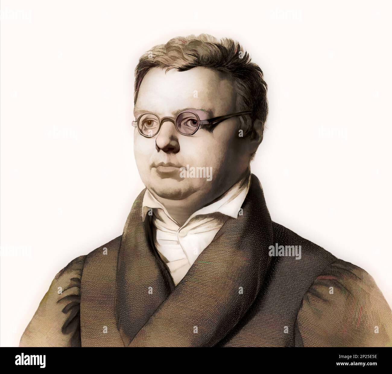 Friedrich Arnold Brockhaus, 1772-1823, deutscher Enzyklopädie-Verleger und -Herausgeber, digital verändert Stockfoto