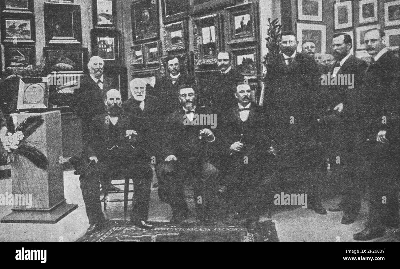 Boer-Generäle bei einem Besuch einer Ausstellung, die zugunsten der Boers in Scheveningen organisiert wurde. Foto von 1902. Stockfoto