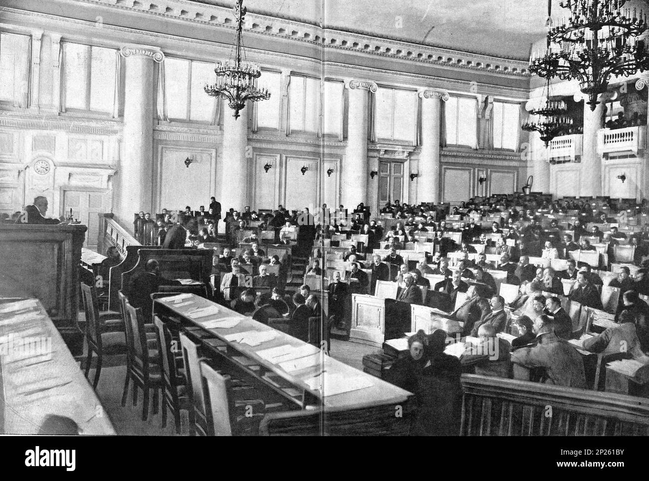 Treffen der Staatsduma des russischen Reiches. Foto von 1906. Stockfoto