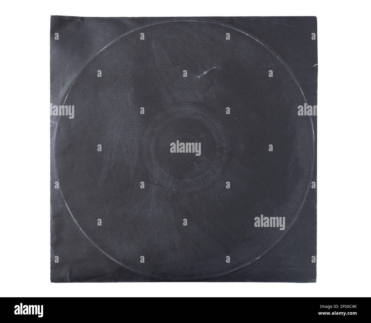 Schallplattenhülle aus schwarzem Vinyl mit Clipping-Pfad Stockfoto