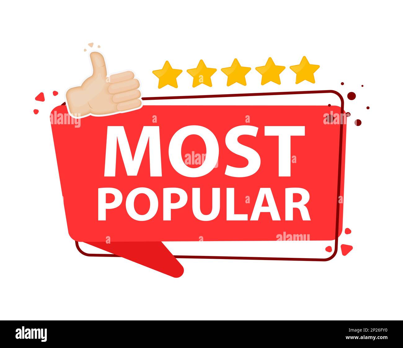 Beliebteste rote Beschriftung. Darstellung des Vektormaterials. Stock Vektor