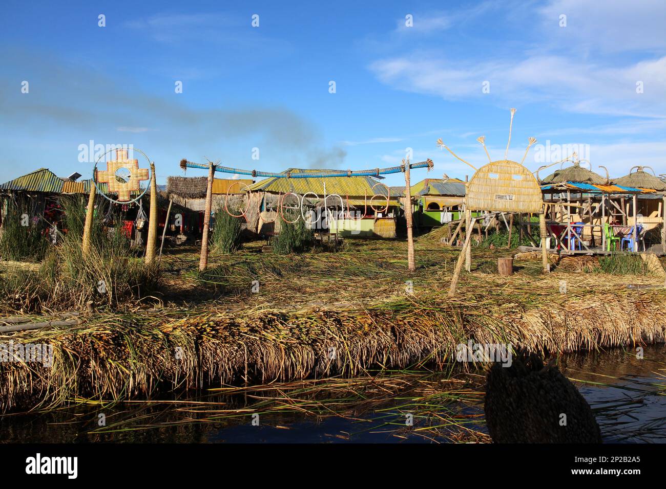 Uros-Inseln im Titicacasee, Peru Stockfoto