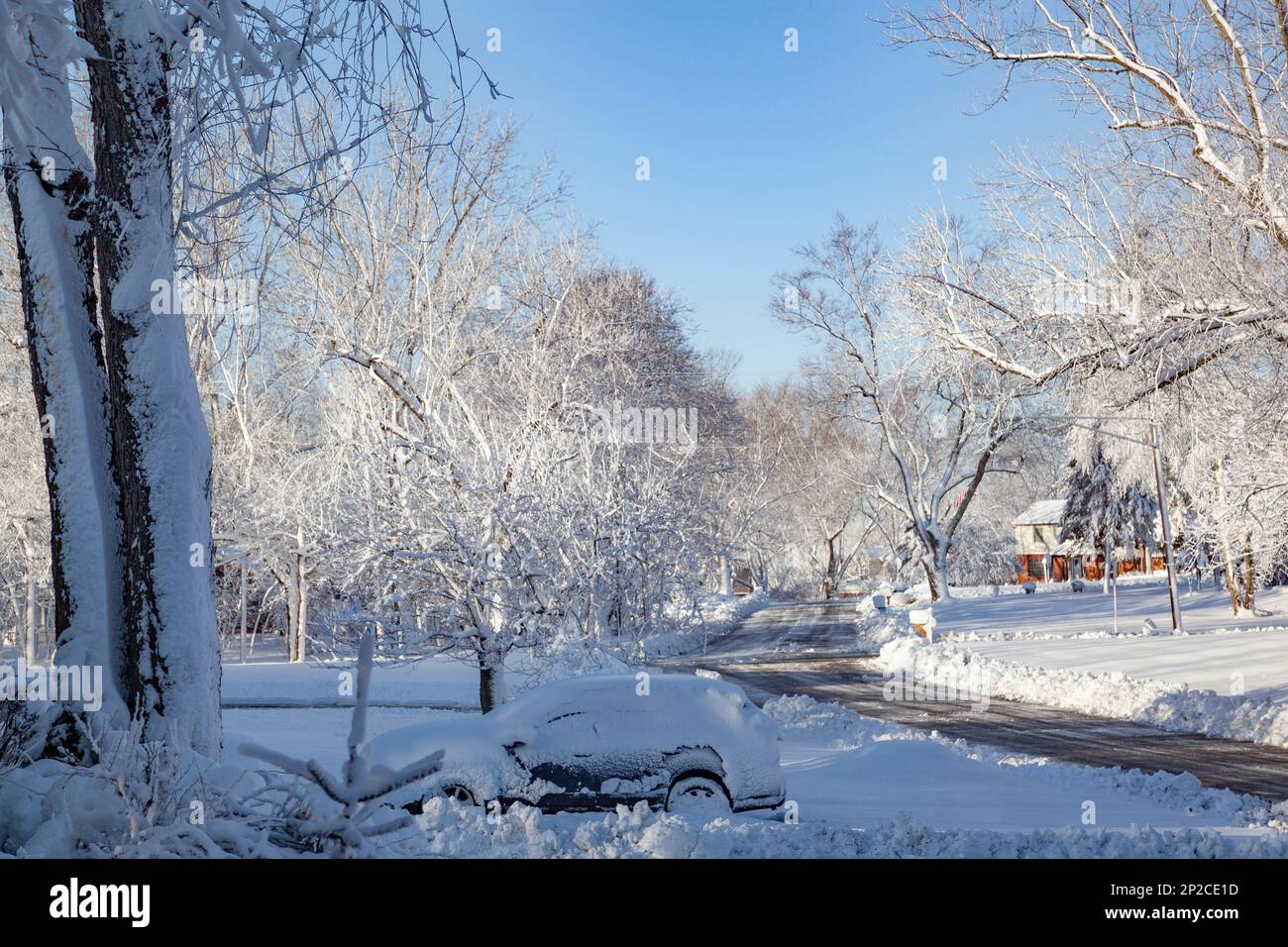 Eine schwere Schneedecke bedeckt alles Bloomfield Hills, MI, USA Stockfoto
