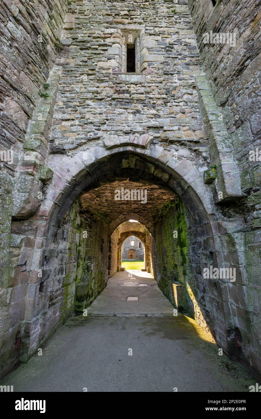 Torbogen im North Gatehouse von Beaumaris Castle, Anglesey, Nordwales. Stockfoto
