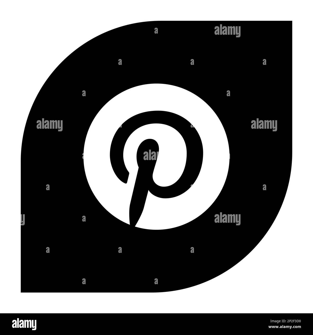 Symbol für Pinterest Social Media-App. Darstellung des Vektors der schwarzen quadratischen Silhouette. Stock Vektor