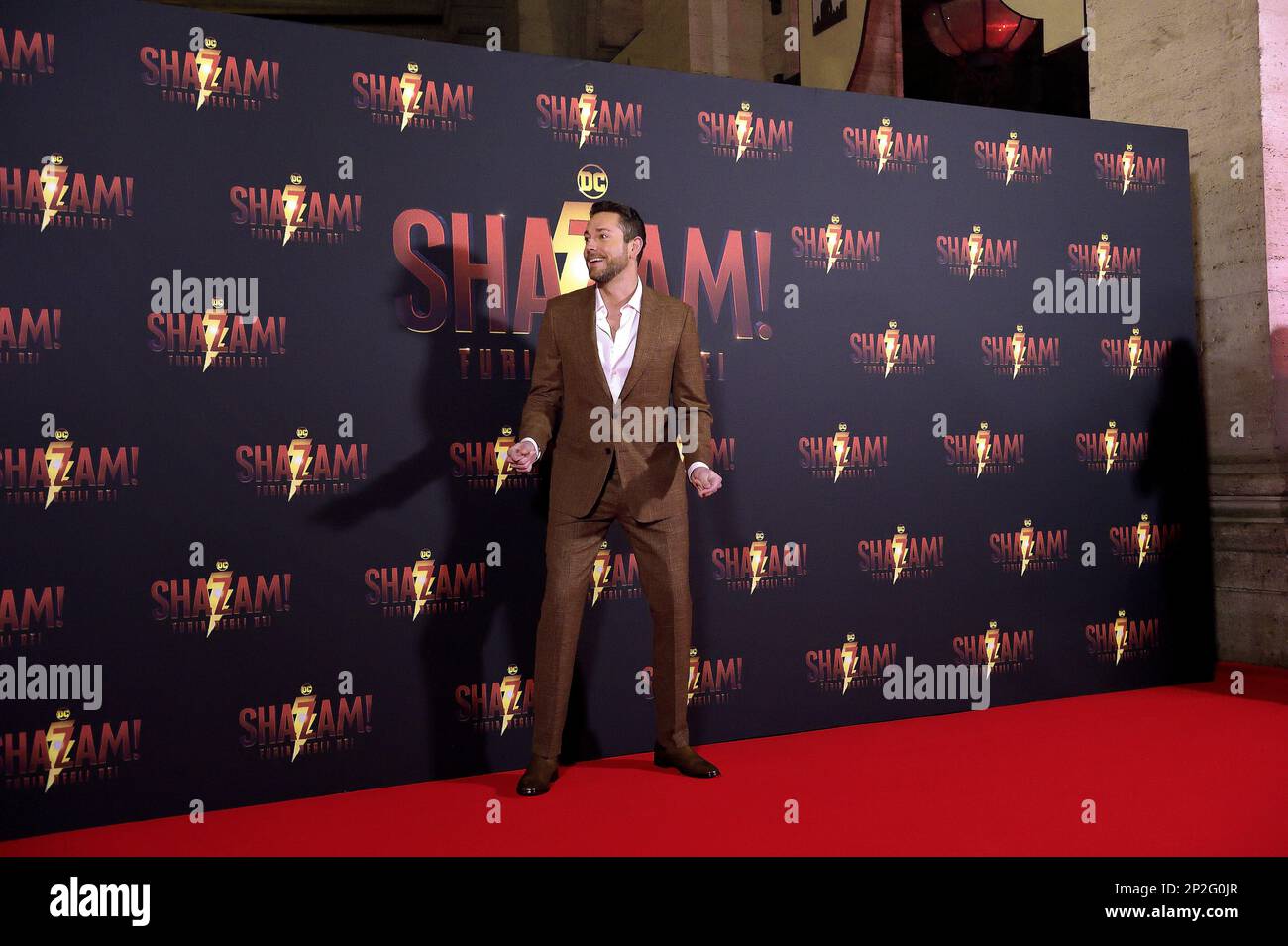 Rom, Italien. 03. März 2023. Zachary Levi nimmt an der Premiere von „Shazam! Fury of the Gods' im Space Cinema Moderno am 03. März 2023 in Rom, Italien. Kredit: dpa/Alamy Live News Stockfoto